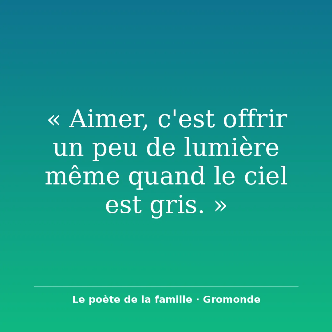 Aimer, c'est semer la vie Aimer, c'est semer la vie - un sourire donné sans attendre de retour, une…